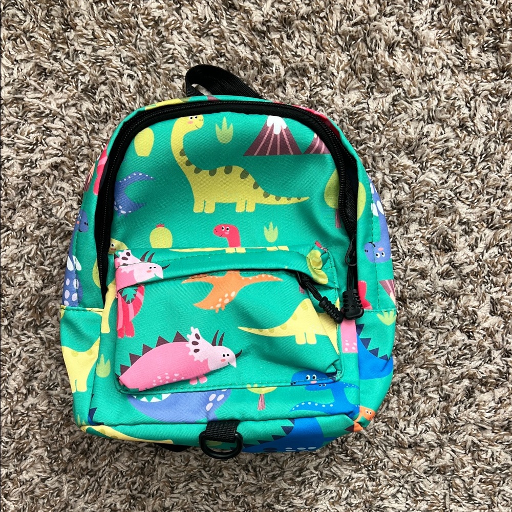 Dinosaur Print Kids Backpack - Green and Multicolor
